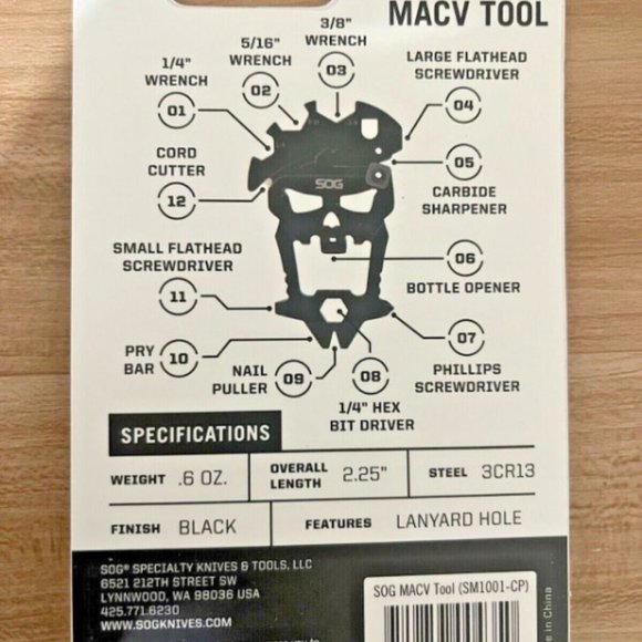 SOG Multi-Tool, Mac V Tool, 12 Tools (SM1001-CP) - Picture 3 of 3